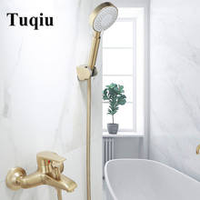 Tuqiu-conjunto de torneira para banheiro, montagem na parede, ouro escovado, banheiro, água quente e fria, torneiras, misturador, bronze 2024 - compre barato