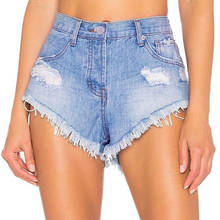 Шорты джинсовые женские рваные, асимметричные пикантные короткие брюки-мини, модная уличная Милая одежда, большие размеры, на лето 2024 - купить недорого