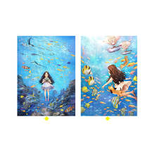 53*72cm Underwater World girl Needlework,DIY Cartoon Living Room Cross stitch,Sets For Embroidery kit Full Silk Thread 2024 - buy cheap