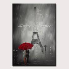 Mintura Hand Painted Oil Paintings on Canvas Tower on A Rainy Day Wall Picture for Living Room Morden  Home Decor Art  No Framed 2024 - buy cheap