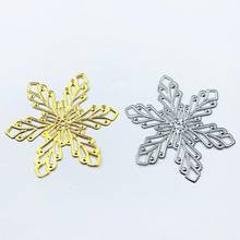 10 pcs/lot 70mm Snowflake  Metal Filigree Flowers Slice Charms base Setting Jewelry DIY Components Findings 2024 - buy cheap