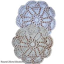 Round lace cotton table place mat crochet coffee placemat pad Christmas glass drink coaster cup mug tea dining doily kitchen 2024 - buy cheap