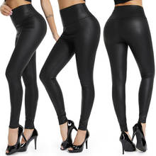 SALSPOR-pantalones de piel sintética para mujer, mallas ajustadas de cintura alta, Sexy, negro 2024 - compra barato