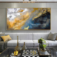 100% Handmade Abstract Gold Foil Leaves Painting Picture Wall Modern Style Canvas  Golden Painting Art Living Room Unique Decor 2024 - buy cheap