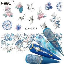 2022 New Arrival 1 PC Nail Art  Flower Blue Colors Rose Water Design Tattoos Nail Sticker Decals for Beauty Manicure Tools 2024 - buy cheap