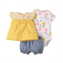 Fashion Summer Newborn Baby Girls Bodysuit Suit 6-24M Short Sleeve Baby Top Bodysuit Pants Set Infant Baby Clothing Set 2024 - buy cheap