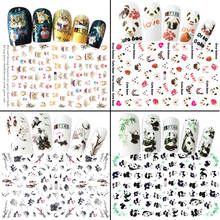 Pegatinas 3D para uñas, dibujos de gato, Panda, calcomanías artísticas de amor, diseño deslizante, letras, puntas de manicura, envolturas de aluminio 2024 - compra barato