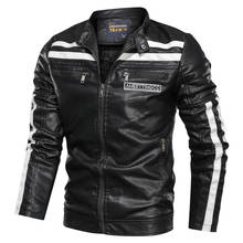 Autumn Men`s Leather Jacket Velvet Embroidery Motorcycle Faux Leather Bomber Jacket Pilot Coat Biker Jackets Plus Size L-6XL 2024 - buy cheap