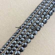Cuentas de piedra de hematita negra para fabricación de joyas, cuentas sueltas con forma redonda 3D de 4, 6, 8 MM, 15" 2024 - compra barato