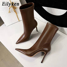 Eilyken Autumn Winter High Heel Ankle Boots Women Fashion Pointed Toe Warm Short Plush Bootties Party Stripper Shoes 2024 - buy cheap