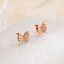Pendientes de mariposa esmerilada para mujer, aretes elegantes de oro rosa sin decoloración, joyería para fiesta, boda, regalo 2024 - compra barato