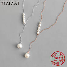 YIZIZAI Real 925 Sterling Silver Fashion Handmade Pearl Pendant Short Clavicle  Necklace For Women Wedding Party Fine Jewelry 2024 - buy cheap