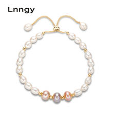 Lnngy 14k ouro enchido pulseira 6-7mm natural de água doce pérola charme pulseira feminino ajustável pulseira aniversário jóias presentes 2024 - compre barato