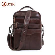 Joyir bolsa de ombro masculina, vintage, de couro genuíno, casual, para ipad, bolsa crossbody de couro natural, bolsa com aba, 2021 2024 - compre barato