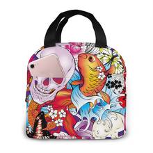 Funny Hearts Skull Flowers Lunch Food Box Bag Fashion Insulated Thermal Food Picnic Lunch Bag for Women kids Men Cooler Tote Bag 2024 - buy cheap