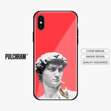 David estátua de fumar silicone macio vidro temperado caso do telefone capa escudo para iphone 5 5S se 6s 7 8 plus x xr xs 11 pro max 2024 - compre barato