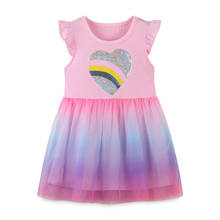 Vestidos con estampado de corazones para niñas pequeñas, ropa de algodón de tul de colores, color rosa para niños de 2 a 7 años, 2021 2024 - compra barato