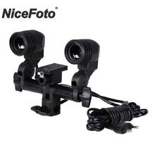 NiceFoto FLH-02 Photographic Accessories Continuous lighting E27 Double Bulb Holder Bulb Light Stand Mount Umbrella Bracket 2024 - buy cheap