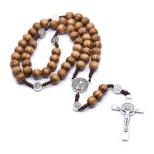 Handmade Round Bead Rosary Necklace for Men Cross Jesus Pendant Catholic Religious Jewelry Charm Gifts 2024 - buy cheap
