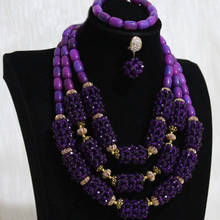 Dudo Costume Necklace Purple Jewelry Sets Handmade Beaded Balls Nigerian Wedding African Beads Jewelry Set 3 Layers 2021 2024 - buy cheap