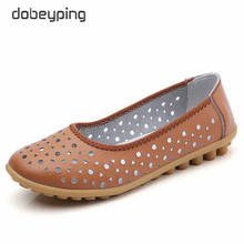 dobeyping Breathable Women Summer Flats Genuine Leather Woman Shoes Slip On Cut Outs Women's Loafers Mother Walking Peas Shoe 2024 - buy cheap