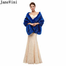 JaneVini-Bolero de piel azul real para mujer, vestido de fiesta de noche para novia, chal de piel sintética, capas de urdimbre, estola etole, mariage, invierno, 2020 2024 - compra barato