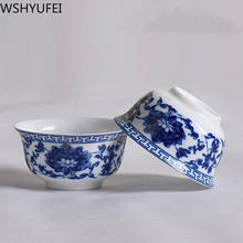 WSHYUFEI-taza de té de porcelana azul y blanca, juego de té con patrón de estilo chino, tazas de cerámica Puer, 40ml, 6 unids/set por juego 2024 - compra barato