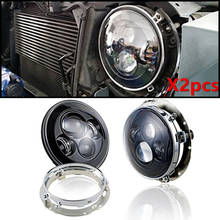 2pcs 7" Round Led Headlight With 2pcs 7 Inch Headlight Mounting Bracket Ring Bracket Chrome For Jeep Wrangler JK 07-18 2024 - buy cheap