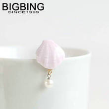 C171 BIGBING Fashion jewelry pink ceramic shell pearl pin Brooch flower Brooch good quality nickel free 2024 - купить недорого