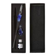 Arte artesanal do vintage elegante cristal floral vidro dip caneta sinal canetas de tinta presente 2024 - compre barato