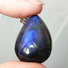 Natural Labradorite Blue Light Pendant Gemstone Women Men Water Drop 30x20x9mm Moonstone Crystal Necklace AAAA 2024 - buy cheap