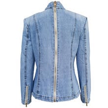 Patchwork Bow Denim Women Jacket Long Sleeve Vintage Ruched Jackets For Female 2022 Fashion Clothing Zipper Jean Coat Distressed 2024 - buy cheap