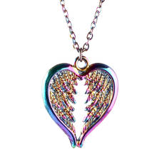 Fashion Women Alloy Heart Necklace Rainbow Angel Wings Heart Pendant Necklace Birthday Party Gift 2024 - buy cheap