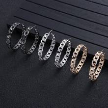 Luxury Link Chain Cubic Zircon Big Statement Hoop Earrings For Women Wedding DUBAI Bridal Circle Hoop Earrings E7810 2024 - buy cheap