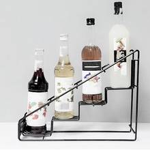 4 fio garrafa diplay rack/monin xarope rack de armazenamento café multifuncional leite copo chá rack exibição 2024 - compre barato