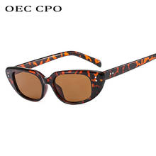 OEC CPO-gafas de sol de estilo ojo de gato para mujer, anteojos de sol femeninos de marca de lujo, con montura pequeña, estilo Vintage, con diseño de leopardo negro, UV400 O536 2024 - compra barato