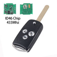 Chave de controle remoto para honda jazz, crv, hrv, fit civic odyssey, 433mhz, chip id46, 2, 3 botões, 2010, substituição, dobrável 2024 - compre barato