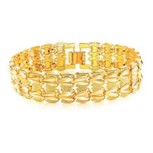 16mm Wristband Chain Link Yellow Gold Filled 2-row Heart Design Womens Mens Bracelet Trendy Jewelry 2024 - buy cheap