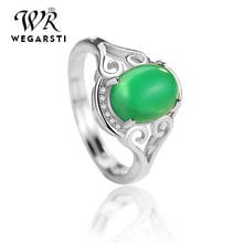 WEGARSTI New Fine Natural Agate Ring 925 Sterling Silver Engagement Gemstone Ring Silver Chalcedony Ring For Women Jewelry 2024 - buy cheap