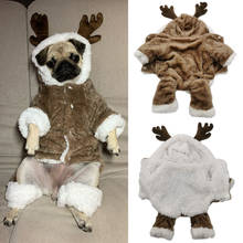 Костюмы для рождественских собак на Хэллоуин, забавная Вельветовая одежда с лосем для домашних животных, регулируемая одежда для косплея, новинка, одежда для средних и больших бульдогов 2024 - купить недорого