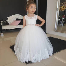 Custom Made Flower Girl Dresses Lace Applique Ball Gown For Wedding Evening Gowns For Girls First Holy Communion Party Dresses 2024 - buy cheap