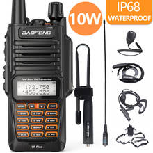 Walkie talkie à prova d'água baofeng embutido, walkie talkie 10w com banda dupla de 136-174/400-520mhz, rádio ham e cb de longo alcance com 10km e tamanhos uv9r 2024 - compre barato