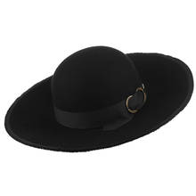 Americana europea de las mujeres de lana sombreros sombrero de mujer de alero cúpula de moda dama en la fiesta de la iglesia de banquete elegante Retro tapas h7208 2024 - compra barato