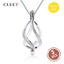 CLUCI-Colgante de Plata de Ley 925 para mujer, Charms trenzados, joyería de plata 925, medallón para Perla de 10-14mm SC368SB, 3 uds. 2024 - compra barato