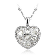 COCOM Sweet and Cute Hollow-Out Heart Shaped Pendant Necklace with CZ Crystal Sweater Chain Winter Fashion Jewelry Gift for Girl 2024 - buy cheap