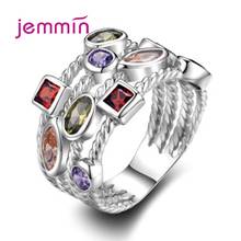 925 Sterling Silver Wedding Rings for Women Bridal Engagement Jewelry Clear Colorful CZ Femmale Accessories Hollow Finger Ring 2024 - buy cheap