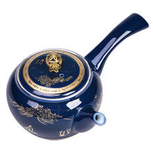Jingdezhen-TETERA de cerámica esmaltada de plata de ley 999, delineador de mano puro, juego de ollas laterales, té negro de Kung Fu 2024 - compra barato