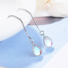   Elegant Wedding Earrings for Bride   Jewelry Water Drop Artificial Moonstone Long Tassel Drop earring 2024 - buy cheap