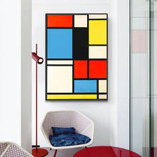 Домашний декор Piet Cornelies Mondrian классическое искусство Геометрическая линия красный синий желтый композиция холст печать постер Настенный декор 2024 - купить недорого