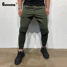 Pantalones de talla grande a la moda para hombre, pitillo con bolsillos y cremallera, estilo Hip Hop plisado con retazos, primavera y otoño, 2021 2024 - compra barato